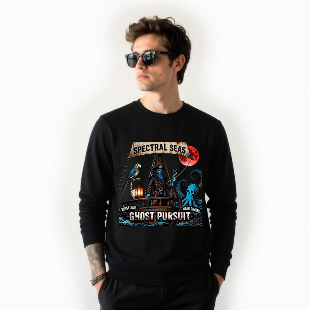 Spectral Seas Ghost Pursuit Unisex Organic Sweatshirt | Hoist Sail, Hear Chains - Image 8
