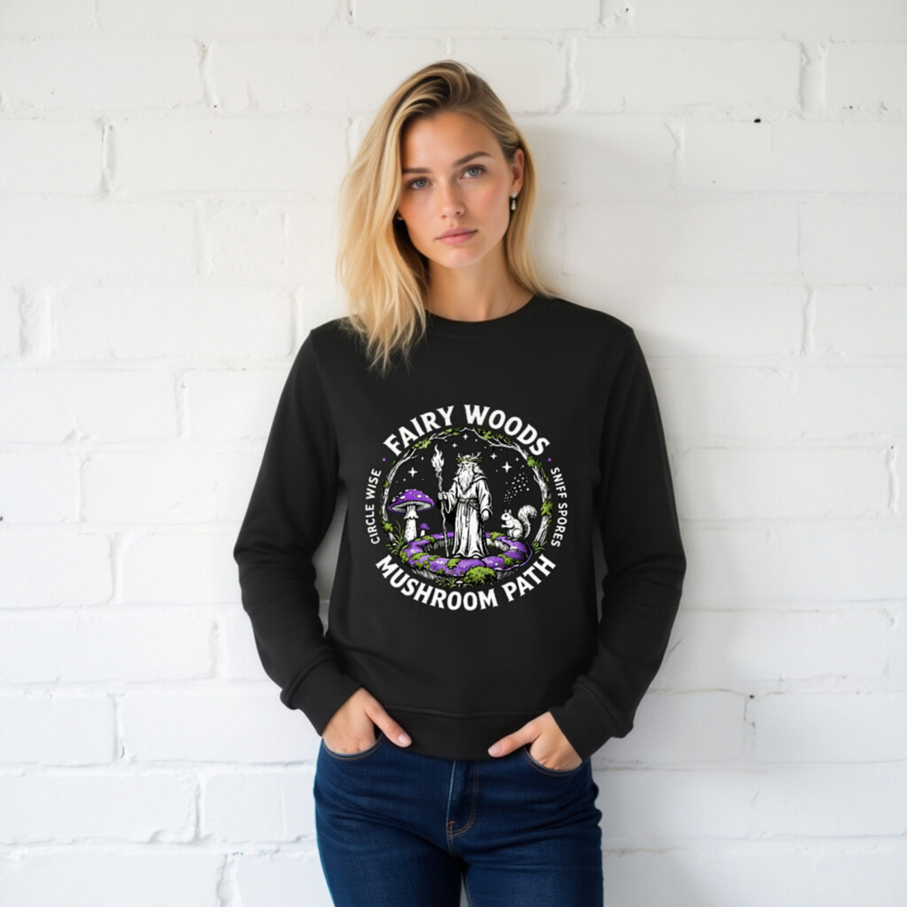 Unisex Organic Sweatshirt | Fairy Woods Mushroom Path Design - Image 2