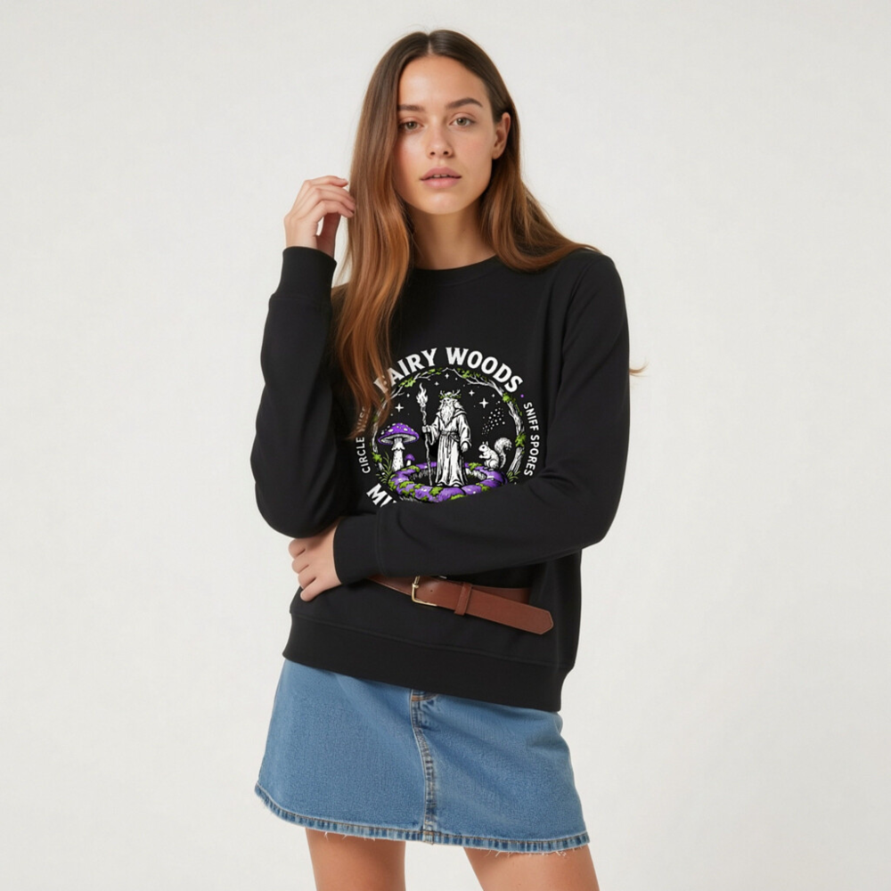 Unisex Organic Sweatshirt | Fairy Woods Mushroom Path Design - Image 6