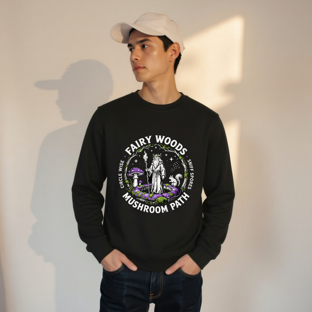 Unisex Organic Sweatshirt | Fairy Woods Mushroom Path Design - Image 10