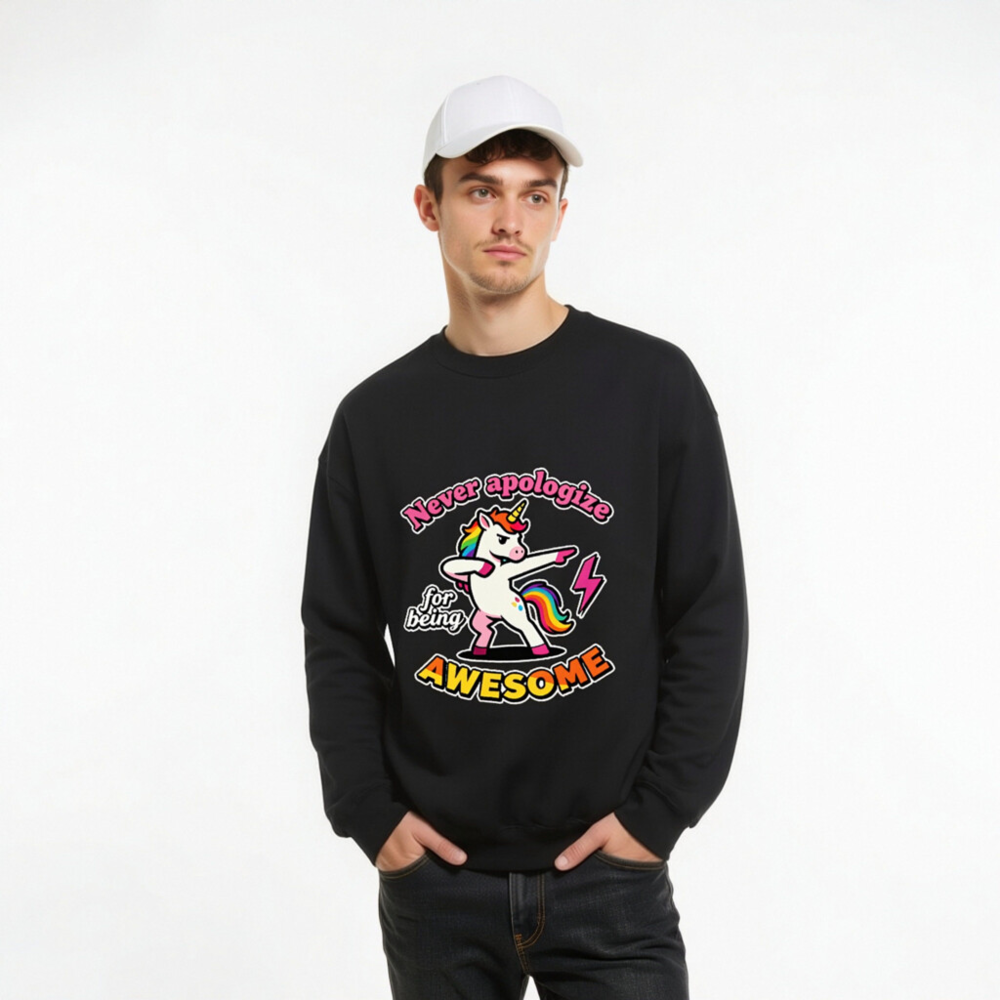 Unisex Dabbing Unicorn Sweatshirt - Never Apologize for Being Awesome - Image 9