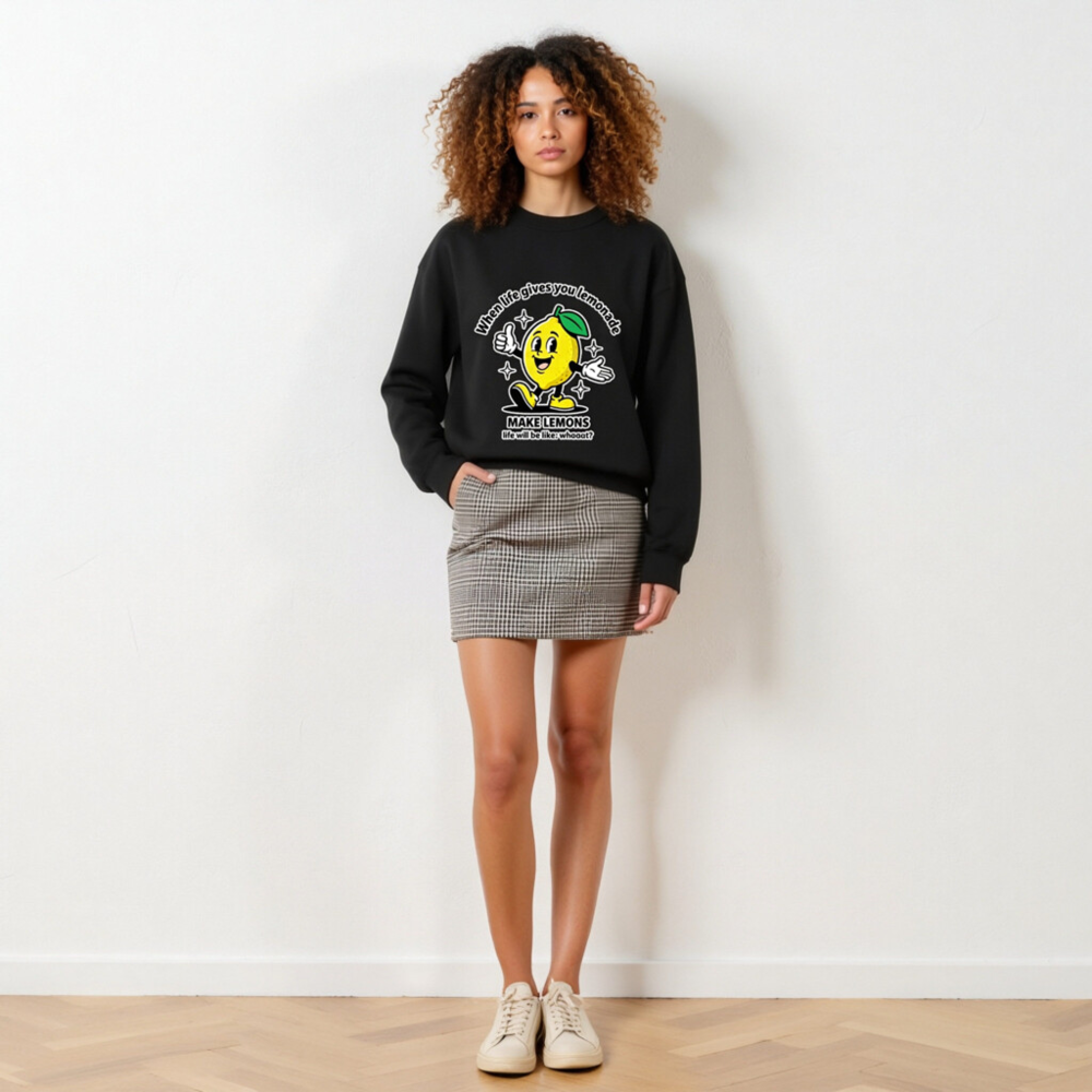 Unisex Lemon Slogan Sweatshirt - 'When Life Gives You Lemonade' Funny Crew Neck Sweatshirt - Image 4