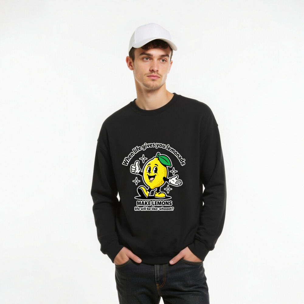 Unisex Lemon Slogan Sweatshirt - 'When Life Gives You Lemonade' Funny Crew Neck Sweatshirt - Image 9