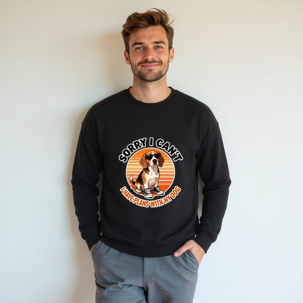 Beagle Dog Sweatshirt - 'Sorry I Can't, I Have Plans With My Dog' Unisex Crew Neck - Image 5