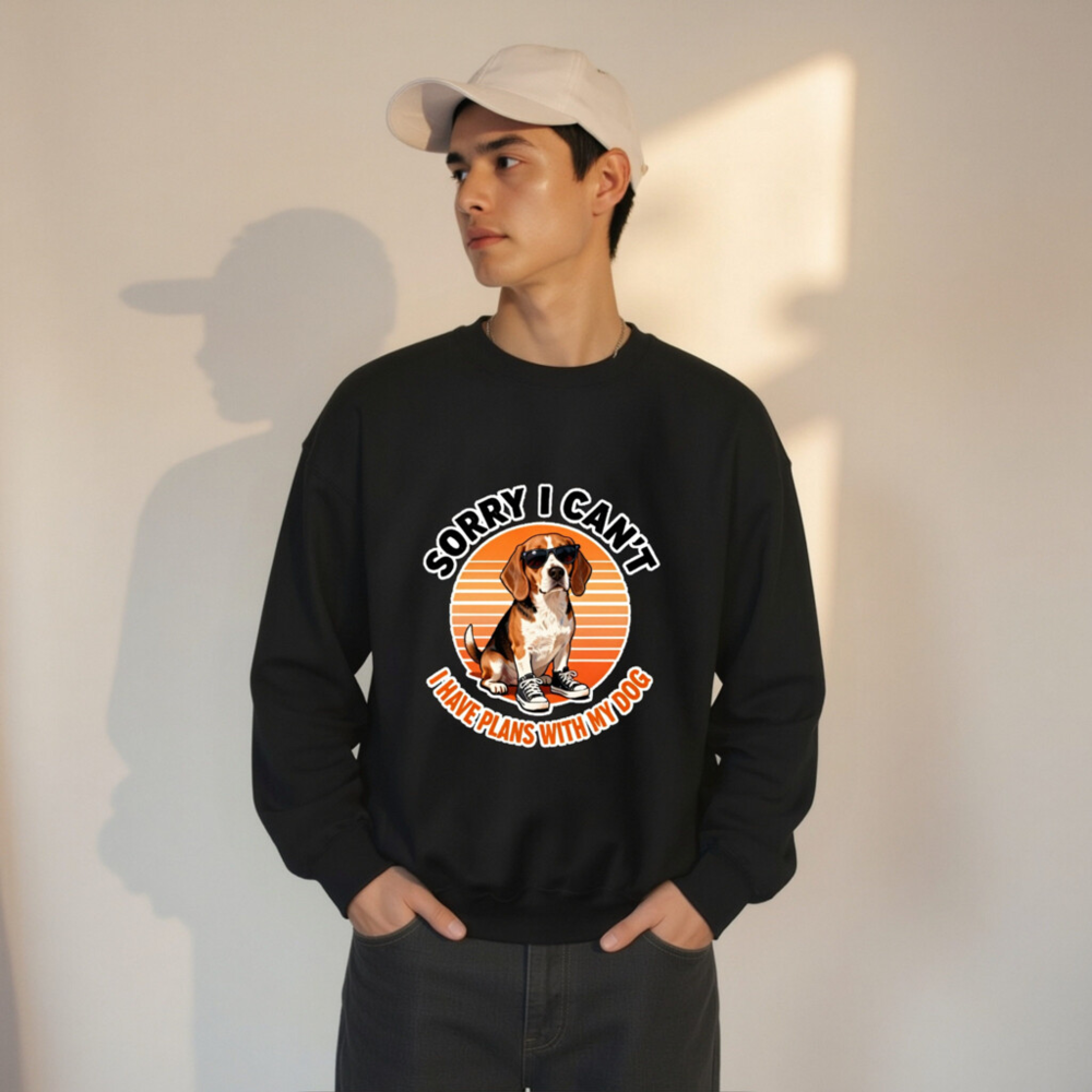 Beagle Dog Sweatshirt - 'Sorry I Can't, I Have Plans With My Dog' Unisex Crew Neck - Image 8