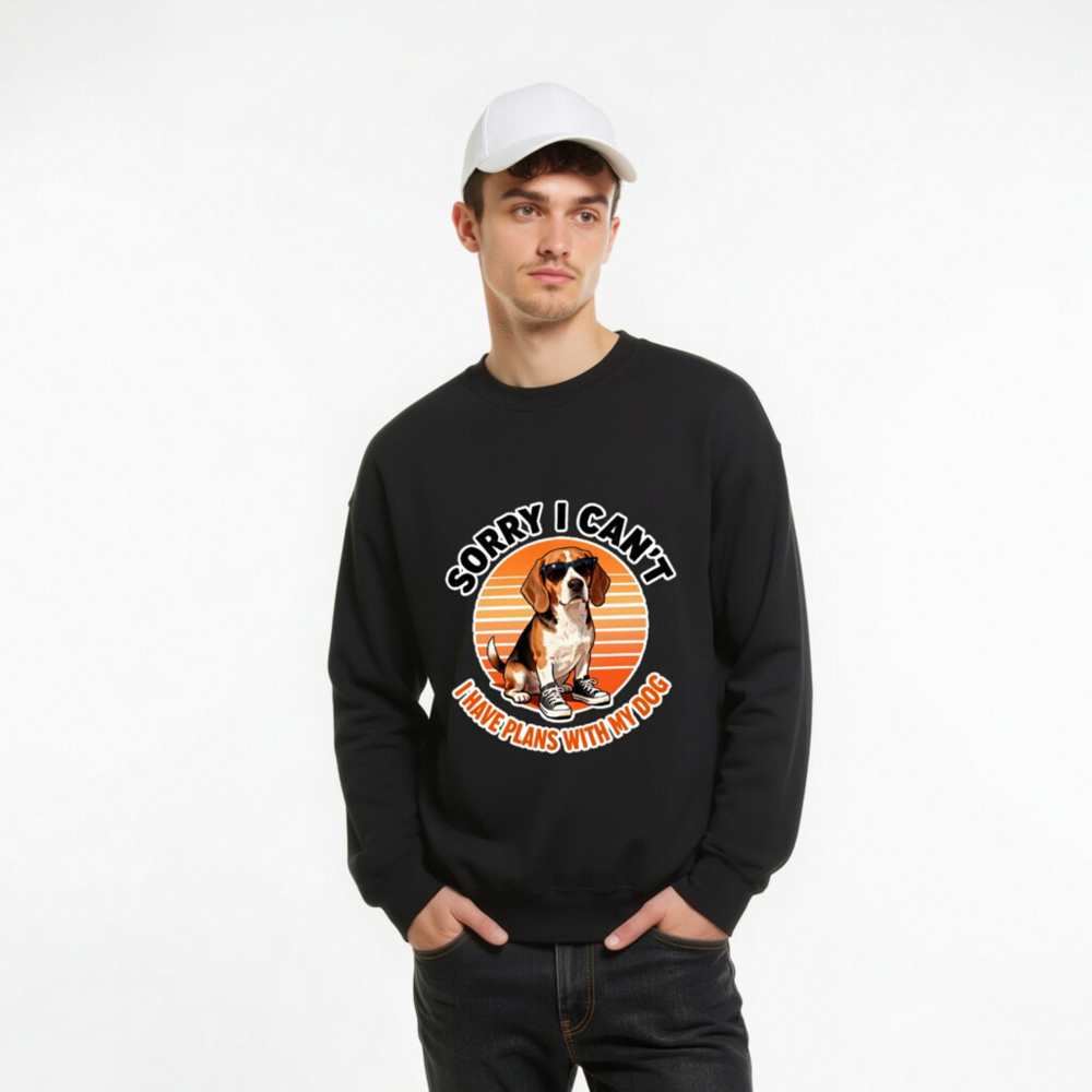 Beagle Dog Sweatshirt - 'Sorry I Can't, I Have Plans With My Dog' Unisex Crew Neck - Image 9