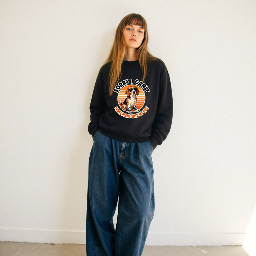 Beagle Dog Sweatshirt - 'Sorry I Can't, I Have Plans With My Dog' Unisex Crew Neck - Image 10