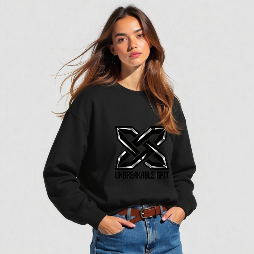 Unisex Crew Neck Sweatshirt | Unbreakable Grit X Logo - Black - Image 3