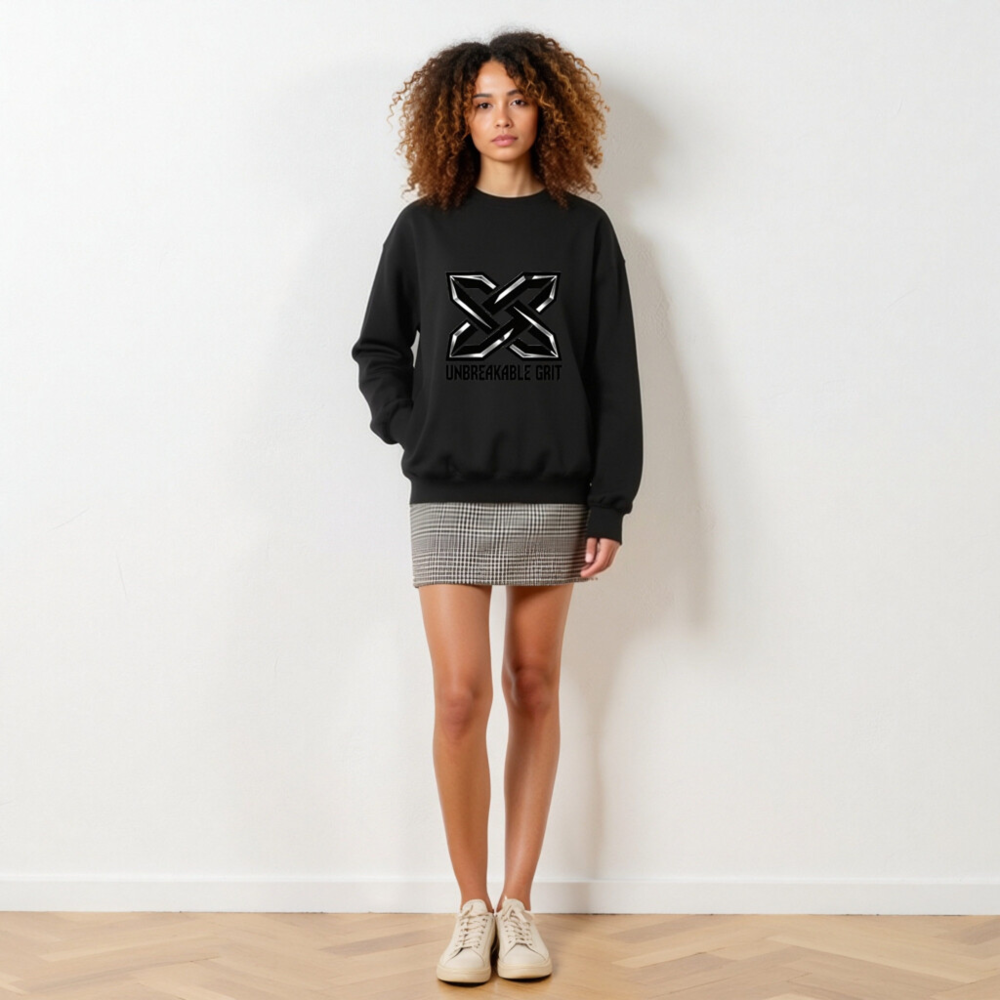 Unisex Crew Neck Sweatshirt | Unbreakable Grit X Logo - Black - Image 4