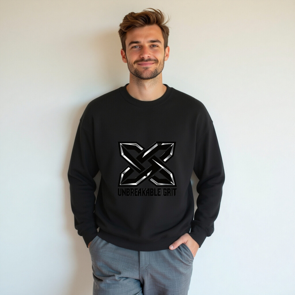 Unisex Crew Neck Sweatshirt | Unbreakable Grit X Logo - Black - Image 5