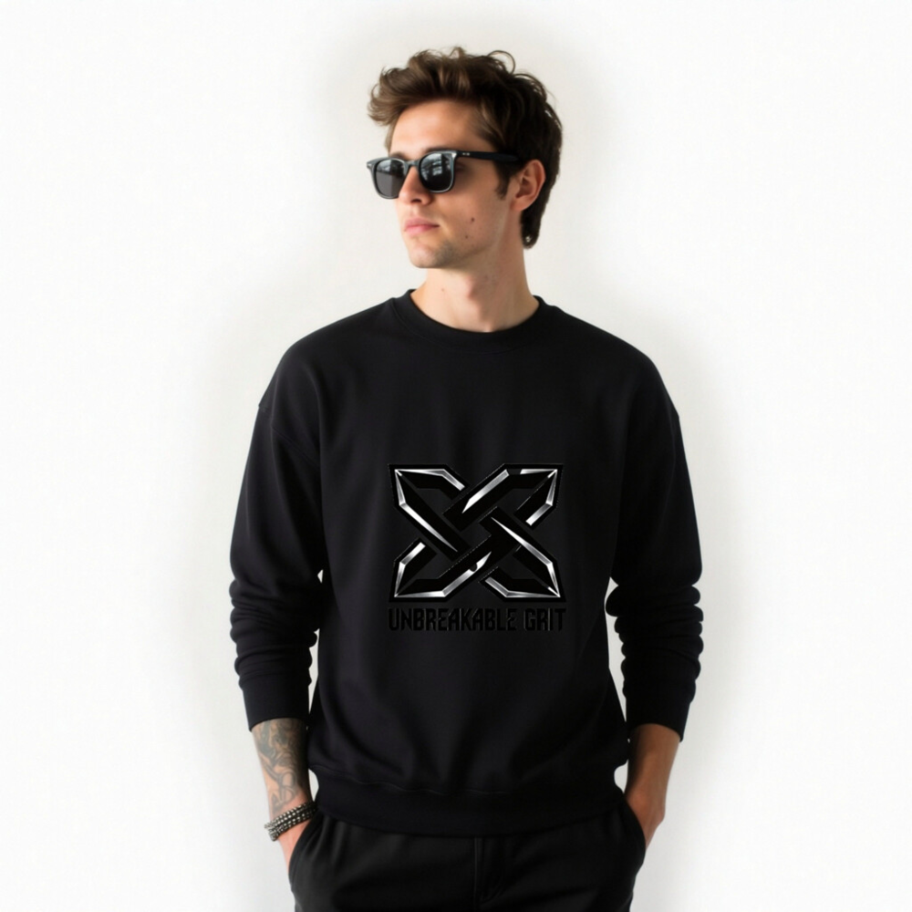 Unisex Crew Neck Sweatshirt | Unbreakable Grit X Logo - Black - Image 7