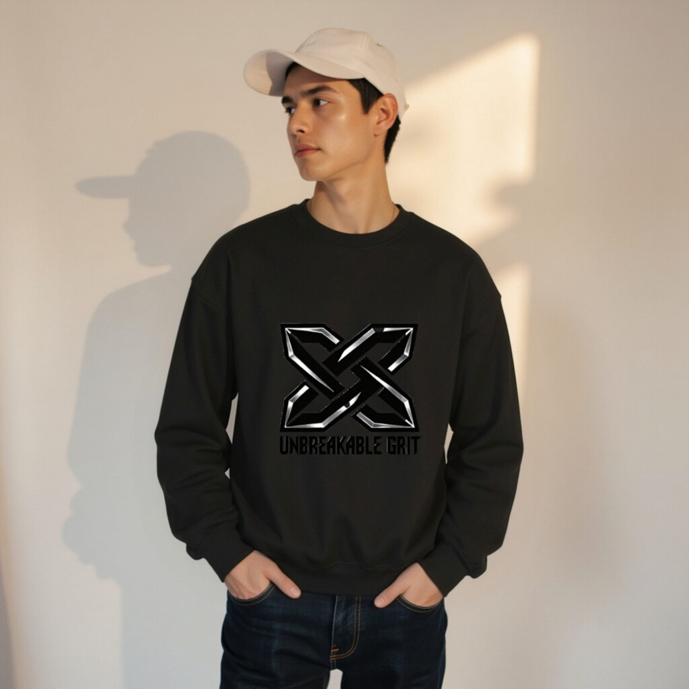 Unisex Crew Neck Sweatshirt | Unbreakable Grit X Logo - Black - Image 8