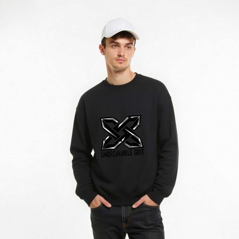 Unisex Crew Neck Sweatshirt | Unbreakable Grit X Logo - Black - Image 9