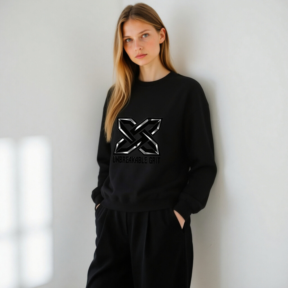 Unisex Crew Neck Sweatshirt | Unbreakable Grit X Logo - Black - Image 11
