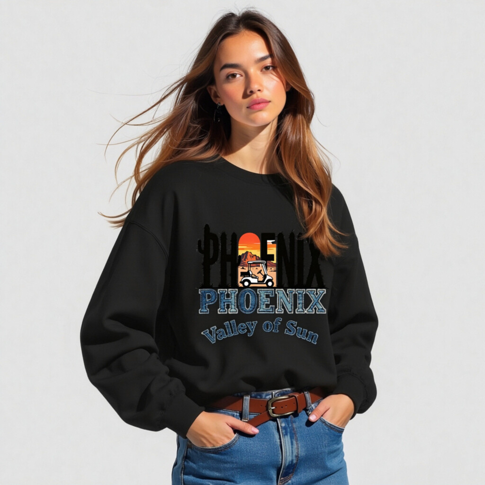 Phoenix Valley of Sun Golf Cart Sweatshirt - Unisex Crew Neck - Image 3