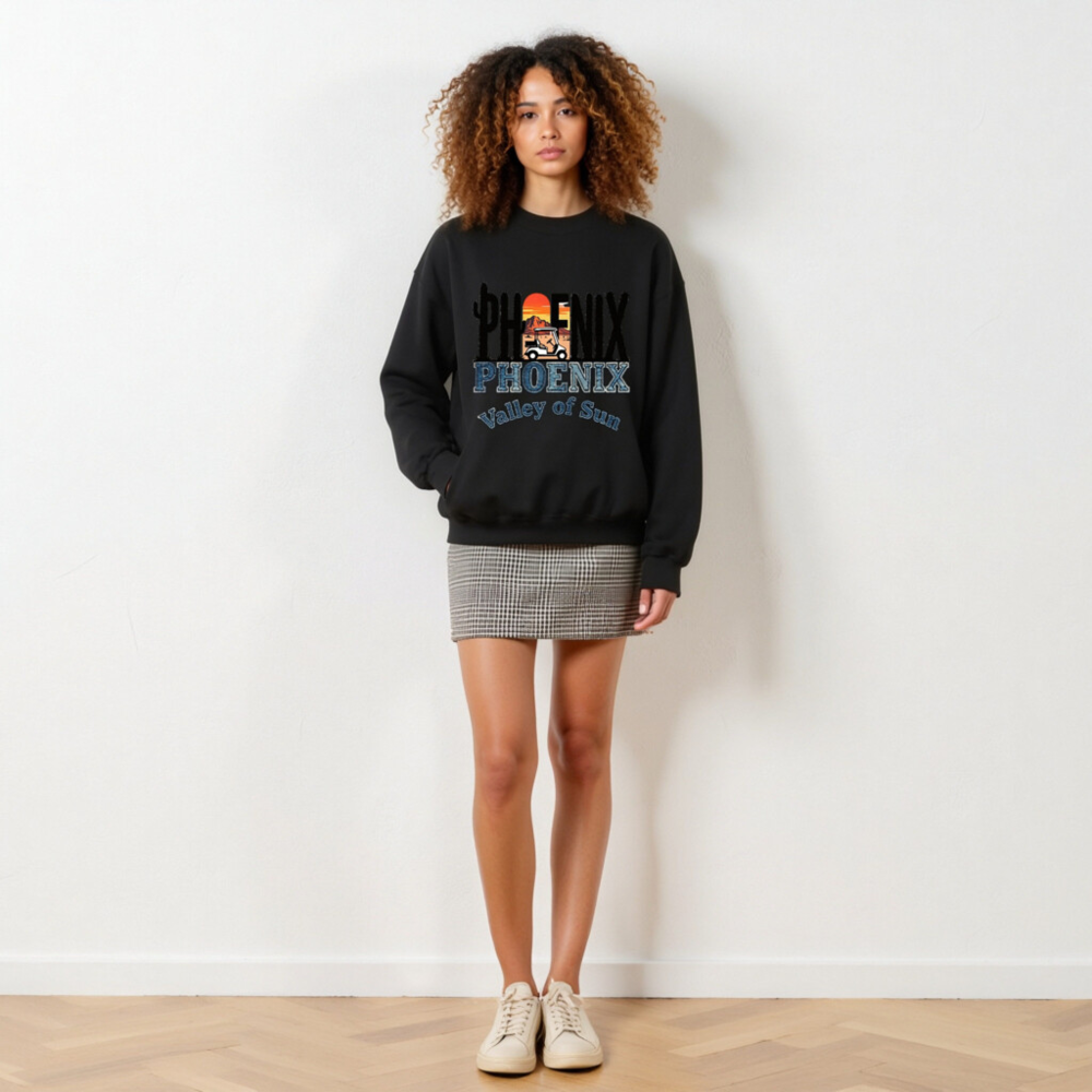 Phoenix Valley of Sun Golf Cart Sweatshirt - Unisex Crew Neck - Image 4