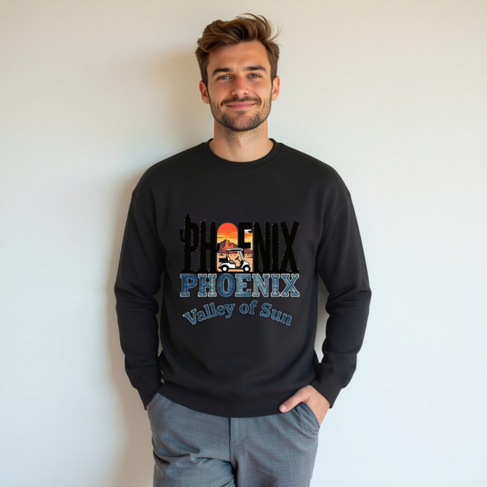 Phoenix Valley of Sun Golf Cart Sweatshirt - Unisex Crew Neck - Image 5