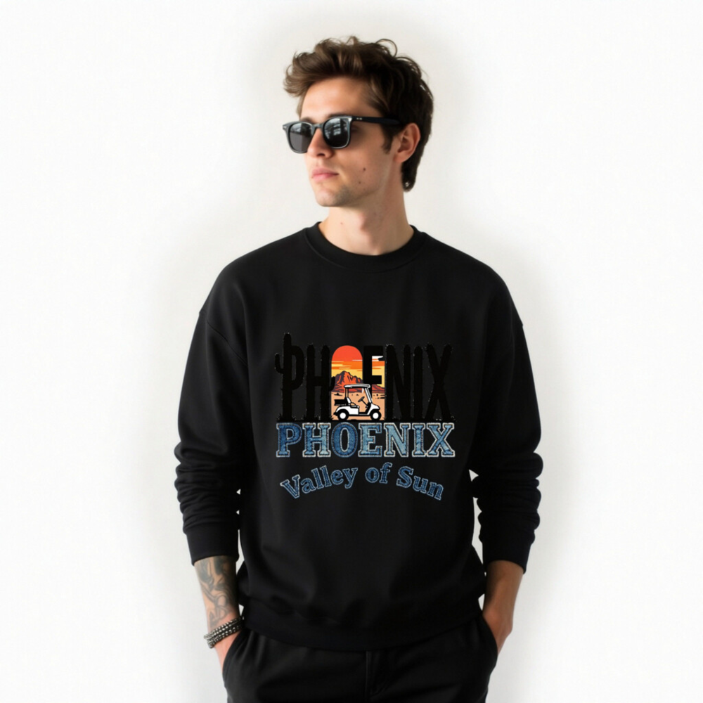 Phoenix Valley of Sun Golf Cart Sweatshirt - Unisex Crew Neck - Image 7