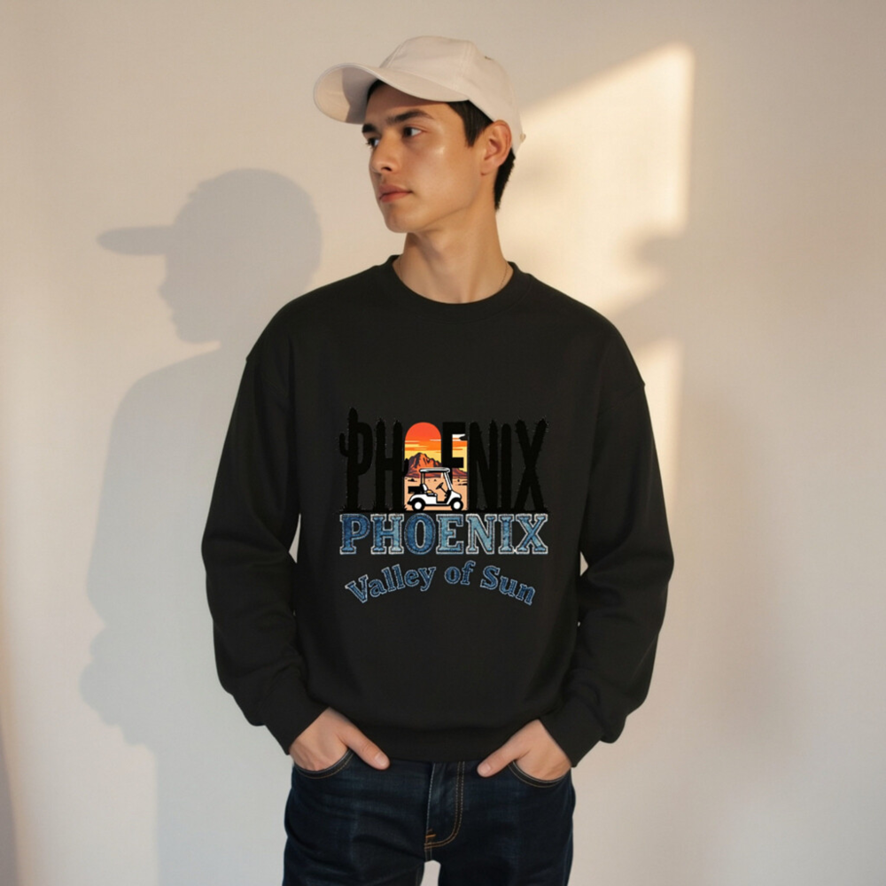 Phoenix Valley of Sun Golf Cart Sweatshirt - Unisex Crew Neck - Image 8