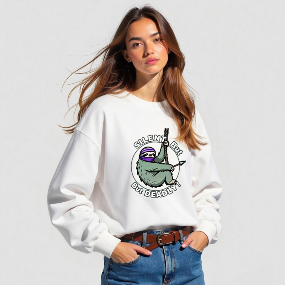 Silent But Deadly Sloth Ninja Sweatshirt | Unisex Crew Neck - Image 4