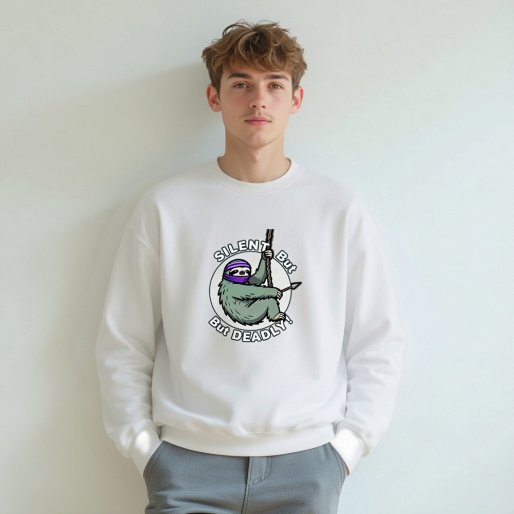 Silent But Deadly Sloth Ninja Sweatshirt | Unisex Crew Neck - Image 6
