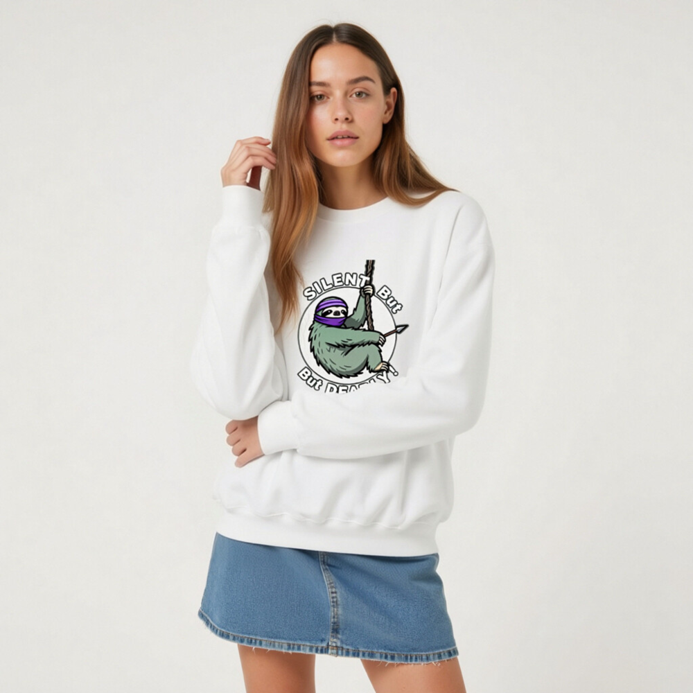 Silent But Deadly Sloth Ninja Sweatshirt | Unisex Crew Neck - Image 7
