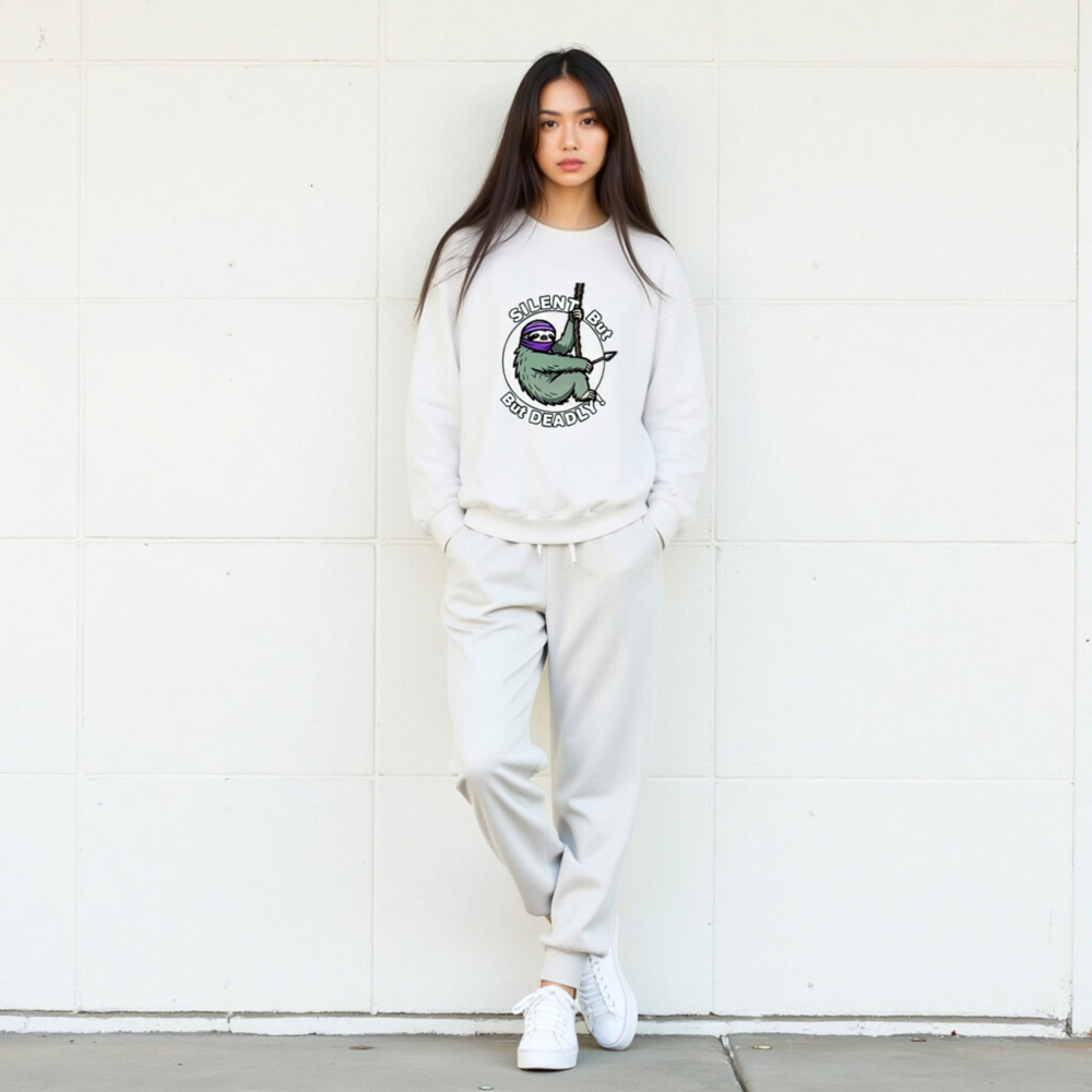 Silent But Deadly Sloth Ninja Sweatshirt | Unisex Crew Neck - Image 8