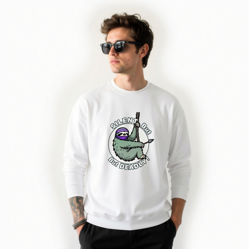 Silent But Deadly Sloth Ninja Sweatshirt | Unisex Crew Neck - Image 9
