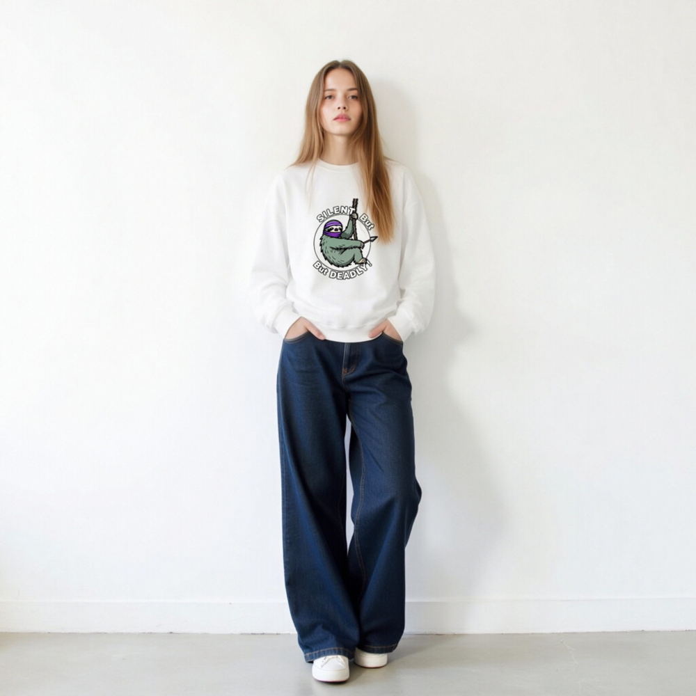 Silent But Deadly Sloth Ninja Sweatshirt | Unisex Crew Neck - Image 10