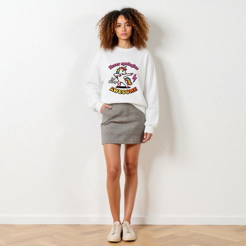 Unisex Dabbing Unicorn Sweatshirt - Never Apologize for Being Awesome - Image 5