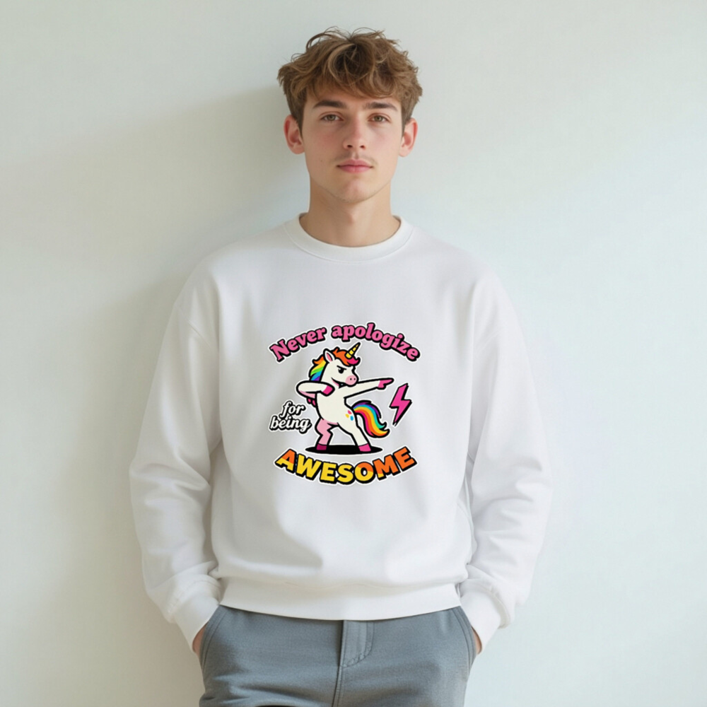 Unisex Dabbing Unicorn Sweatshirt - Never Apologize for Being Awesome - Image 6