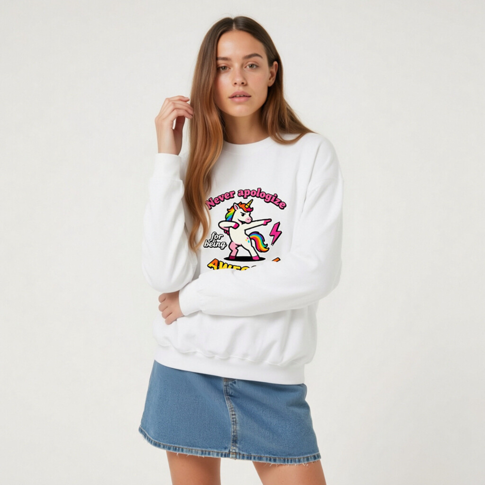 Unisex Dabbing Unicorn Sweatshirt - Never Apologize for Being Awesome - Image 7