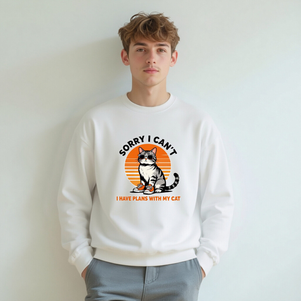Sorry I Can't, I Have Plans With My Cat - Unisex Crew Neck Sweatshirt - Image 6