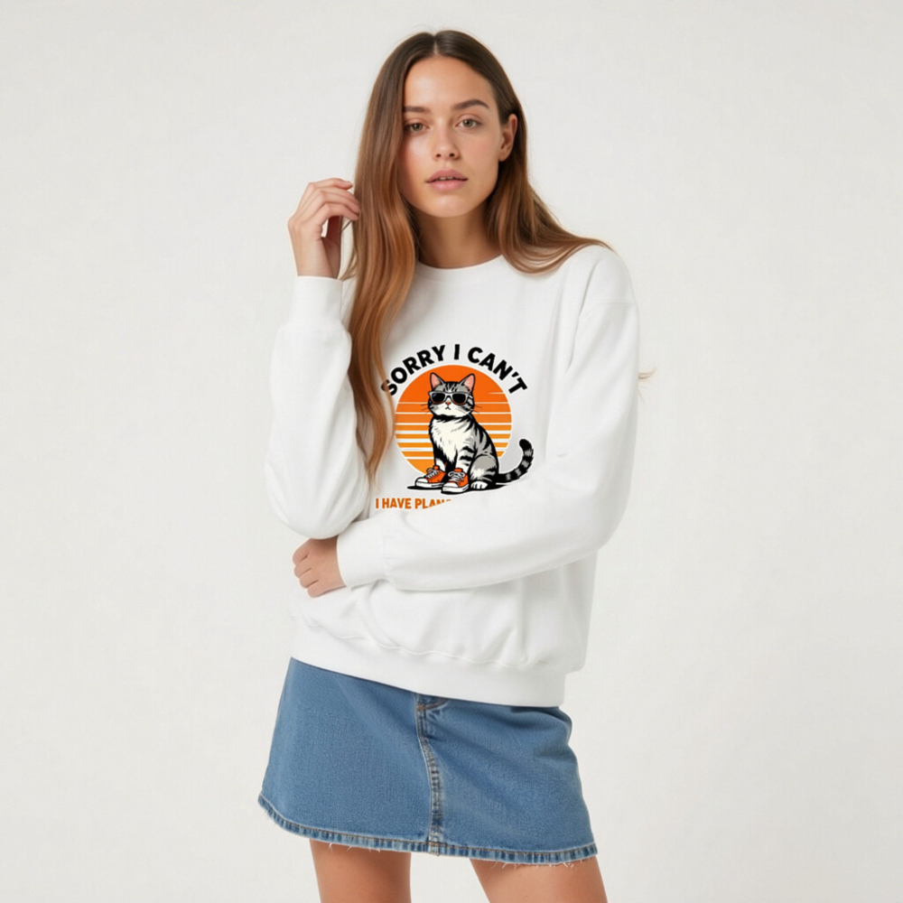 Sorry I Can't, I Have Plans With My Cat - Unisex Crew Neck Sweatshirt - Image 7