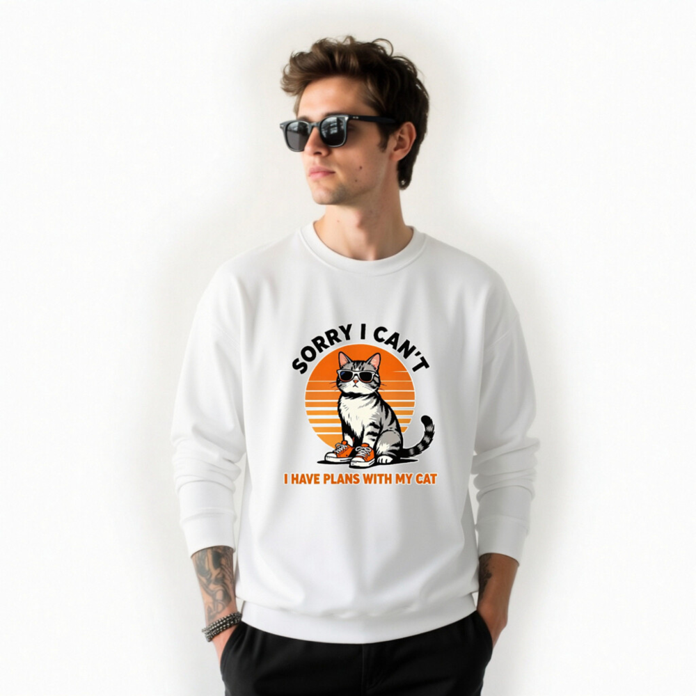 Sorry I Can't, I Have Plans With My Cat - Unisex Crew Neck Sweatshirt - Image 9