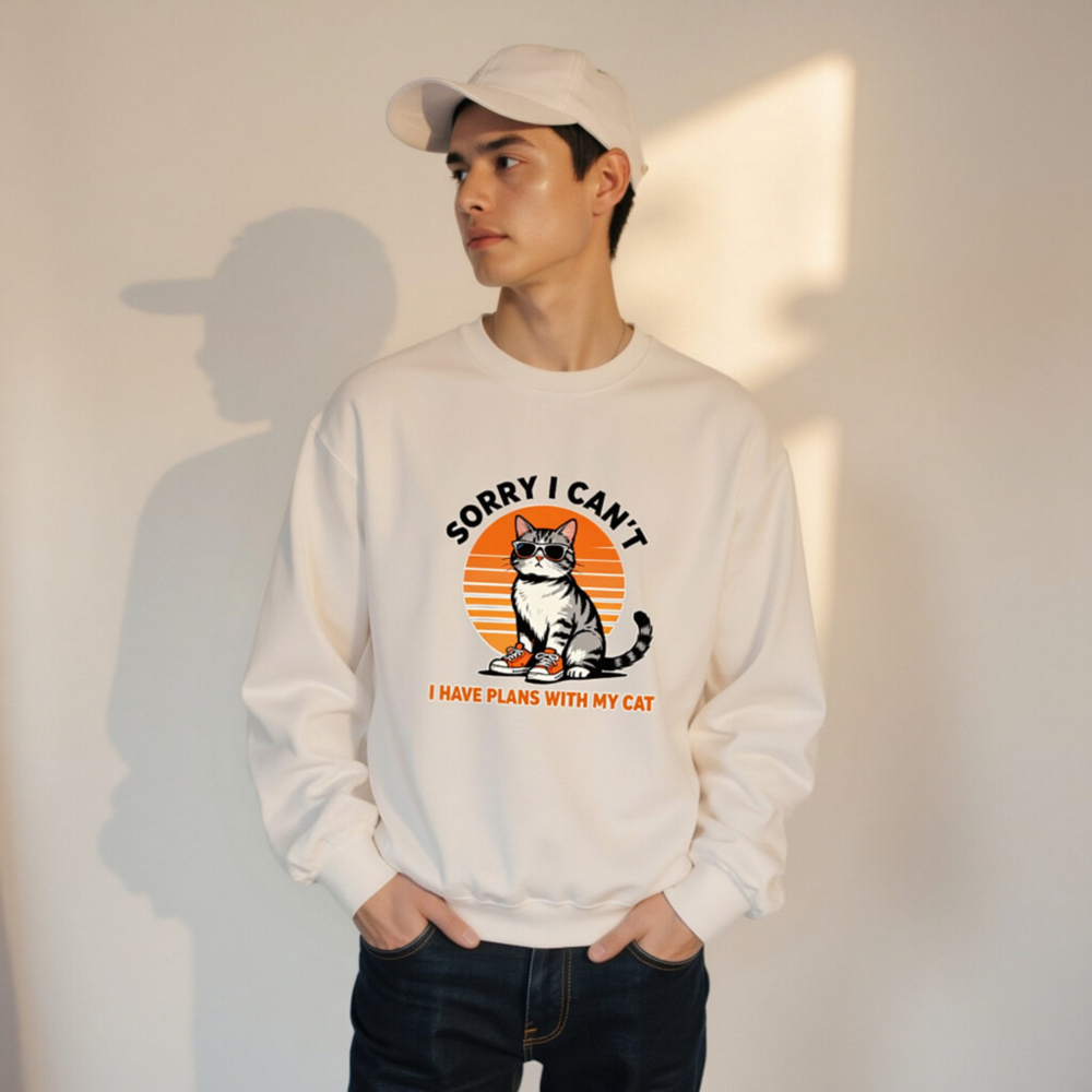 Sorry I Can't, I Have Plans With My Cat - Unisex Crew Neck Sweatshirt - Image 11
