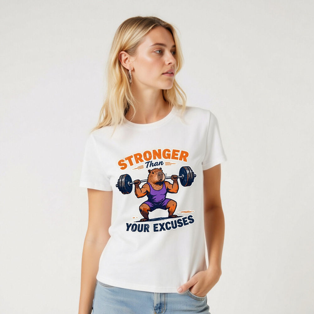 Stronger Than Your Excuses Capybara Gym T-Shirt | Unisex Organic Cotton - Image 6