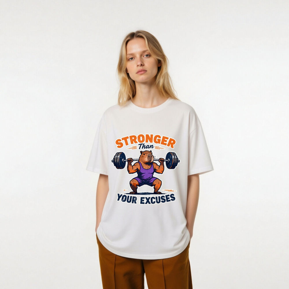Stronger Than Your Excuses Capybara Gym T-Shirt | Unisex Organic Cotton - Image 7