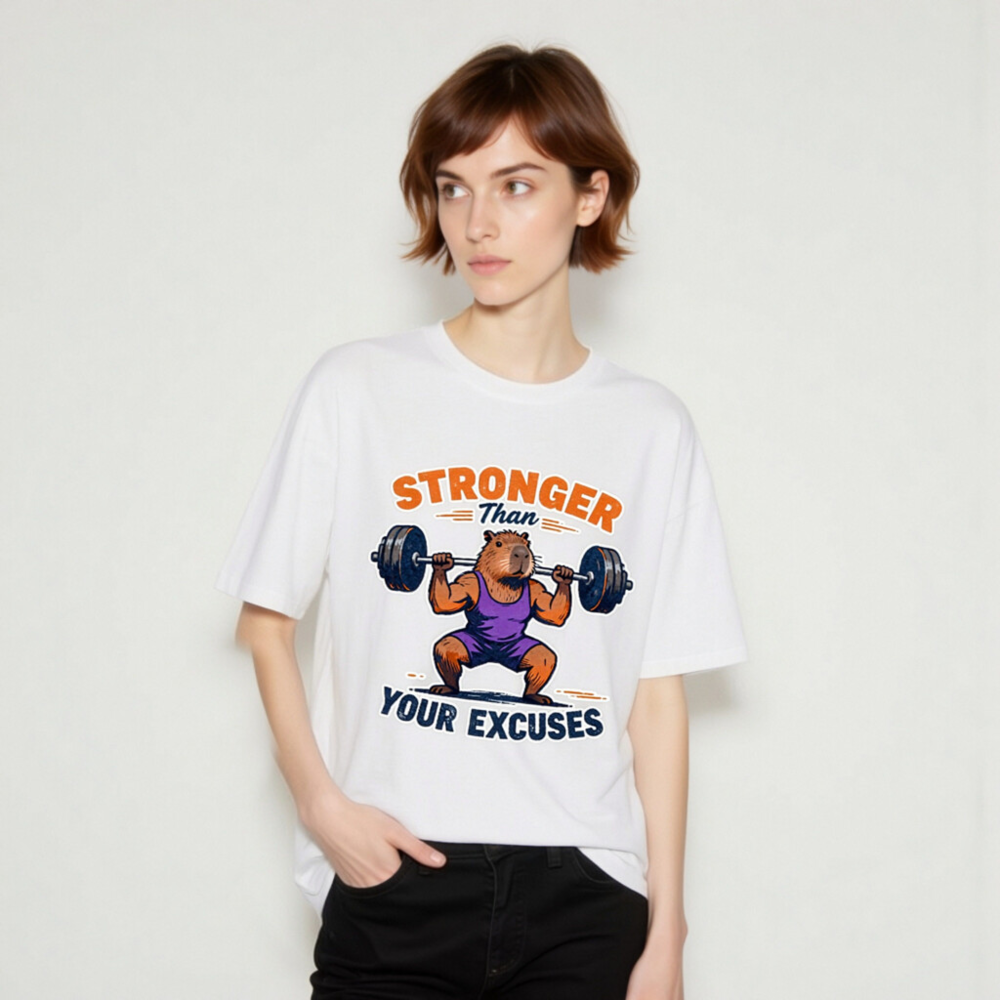 Stronger Than Your Excuses Capybara Gym T-Shirt | Unisex Organic Cotton - Image 9