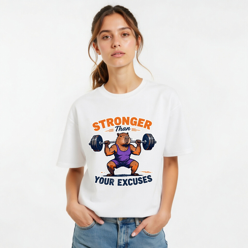 Stronger Than Your Excuses Capybara Gym T-Shirt | Unisex Organic Cotton - Image 10