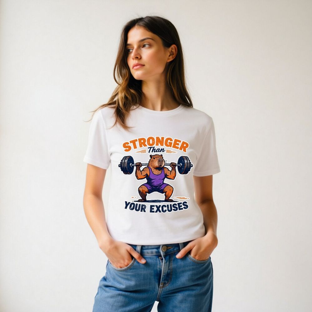 Stronger Than Your Excuses Capybara Gym T-Shirt | Unisex Organic Cotton - Image 11