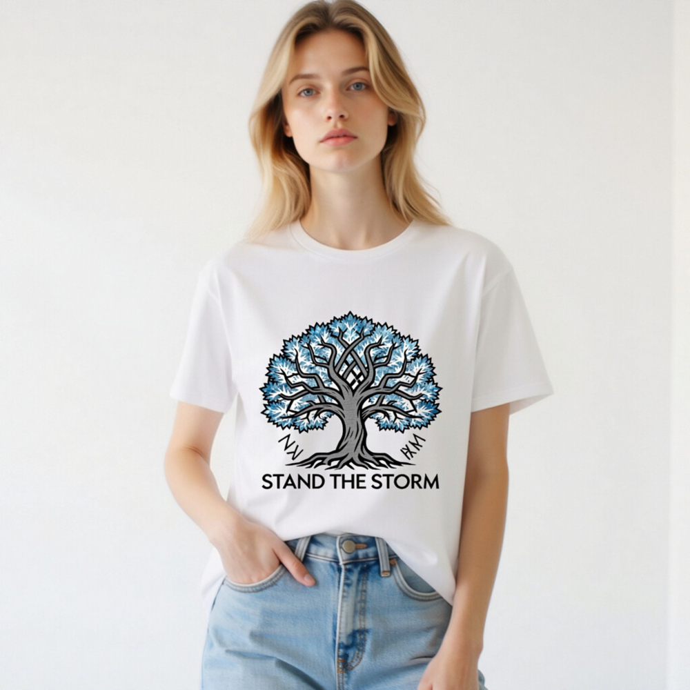 Unisex Organic Cotton T-Shirt | Stand the Storm Tree Design - Eco-Friendly & Comfortable - Image 2