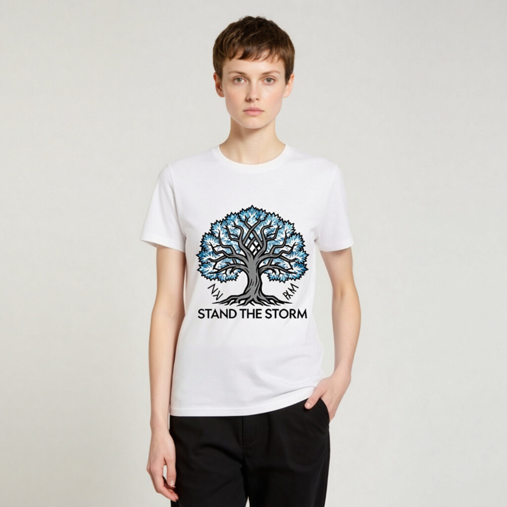 Unisex Organic Cotton T-Shirt | Stand the Storm Tree Design - Eco-Friendly & Comfortable - Image 3
