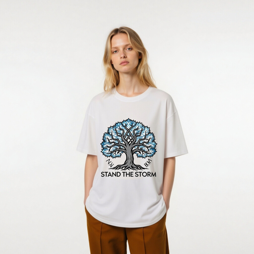 Unisex Organic Cotton T-Shirt | Stand the Storm Tree Design - Eco-Friendly & Comfortable - Image 7