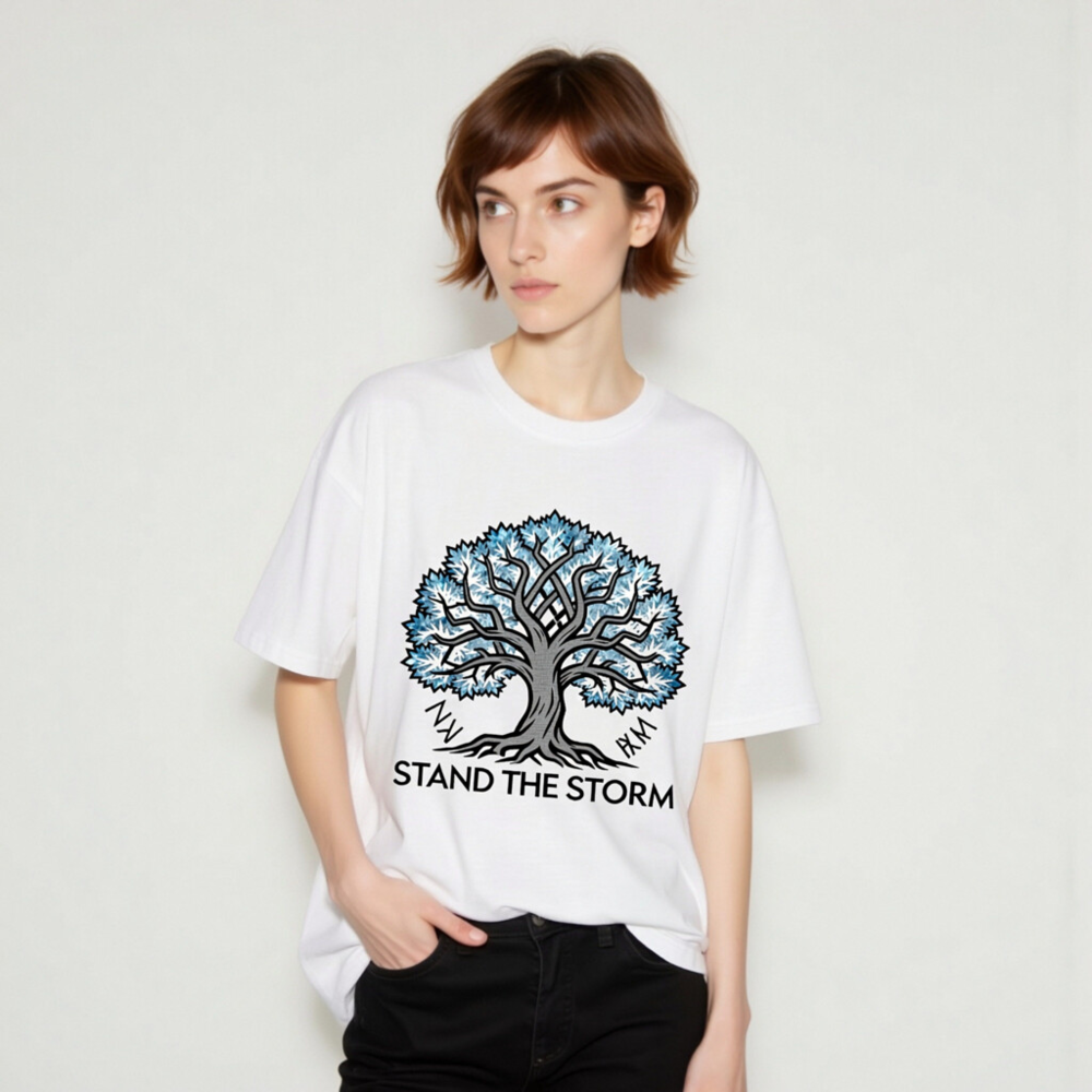 Unisex Organic Cotton T-Shirt | Stand the Storm Tree Design - Eco-Friendly & Comfortable - Image 9
