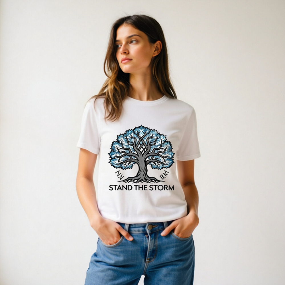 Unisex Organic Cotton T-Shirt | Stand the Storm Tree Design - Eco-Friendly & Comfortable - Image 11