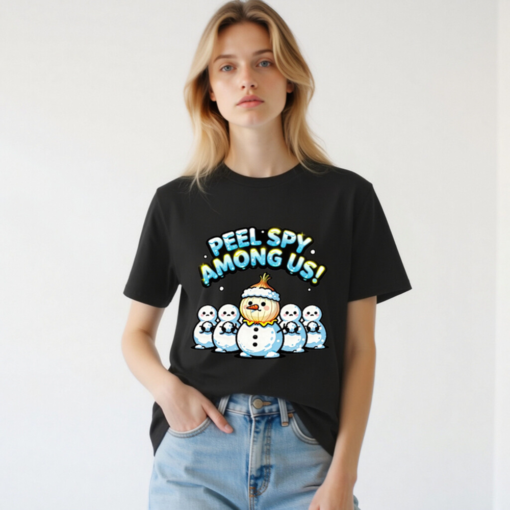 Peel Spy Among Us Snowman T-Shirt | Unisex Organic Cotton Tee - Image 2
