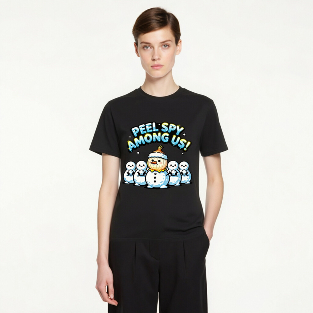Peel Spy Among Us Snowman T-Shirt | Unisex Organic Cotton Tee - Image 3