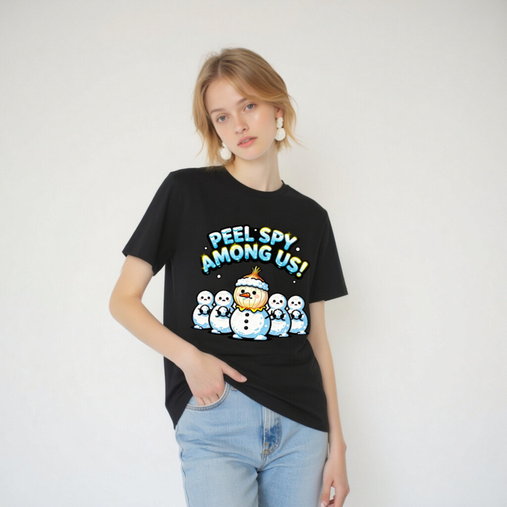 Peel Spy Among Us Snowman T-Shirt | Unisex Organic Cotton Tee - Image 4