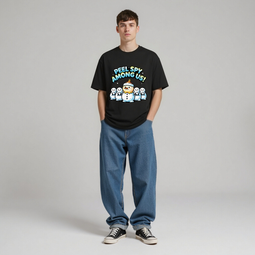 Peel Spy Among Us Snowman T-Shirt | Unisex Organic Cotton Tee - Image 6